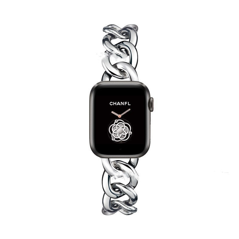 Compatible with Apple , Metal single row denim chain strap new