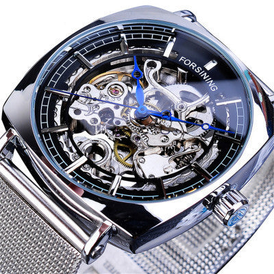 European And American Style Men'S Fashion Casual Openwork Mesh Belt Automatic Mechanical Watch