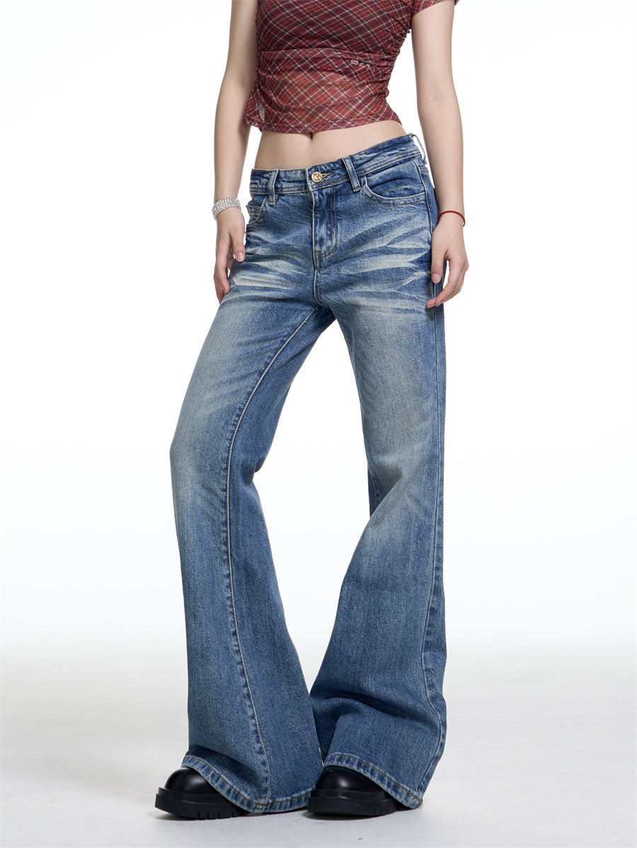American-style Retro Washed Skinny Jeans Women's High Street Slimming