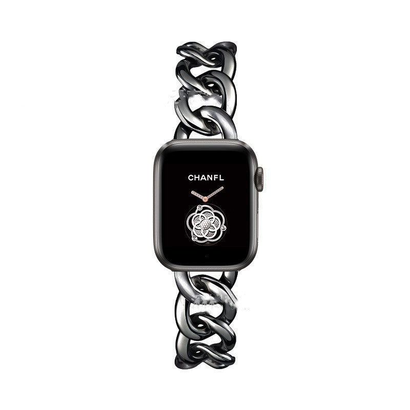 Compatible with Apple , Metal single row denim chain strap new