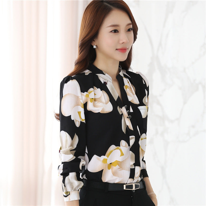 Women's Korean-style Long-sleeved Chiffon Shirt