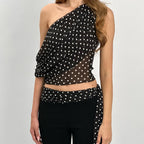 Dot Sexy Shoulder Retro Easy Matching Sleeveless Top