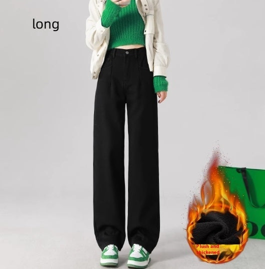 Straight High Waist Draped Casual Wide-leg Pants