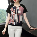 Middle-aged Mom Geometric Pattern Printed Top