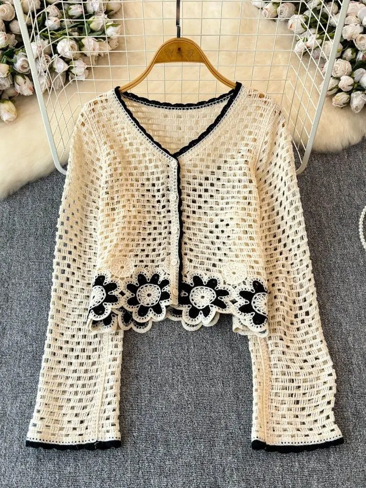Autumn Hollow Crocheted Flower Sweater