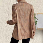 Fashionable Women's Plus Size Shirt With Fold-down Collar And Button Texture