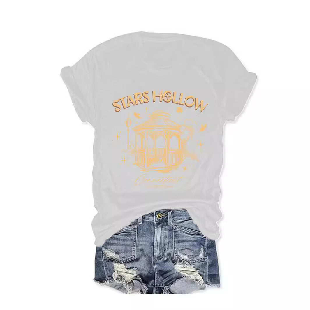 Casual Fashion Women's Wear Letter Graphic Print Crew Neck Short Sleeve