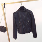 PU Leather Motorcycle Short Slim Small Coat