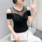 Fashion Hot Girl Sexy Off-shoulder T-shirt Women's Summer