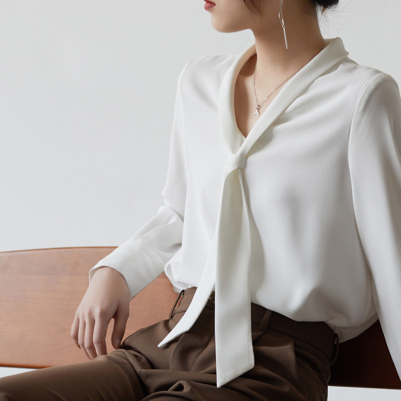 Women's Office Chiffon Commuting Elegant White Shirt