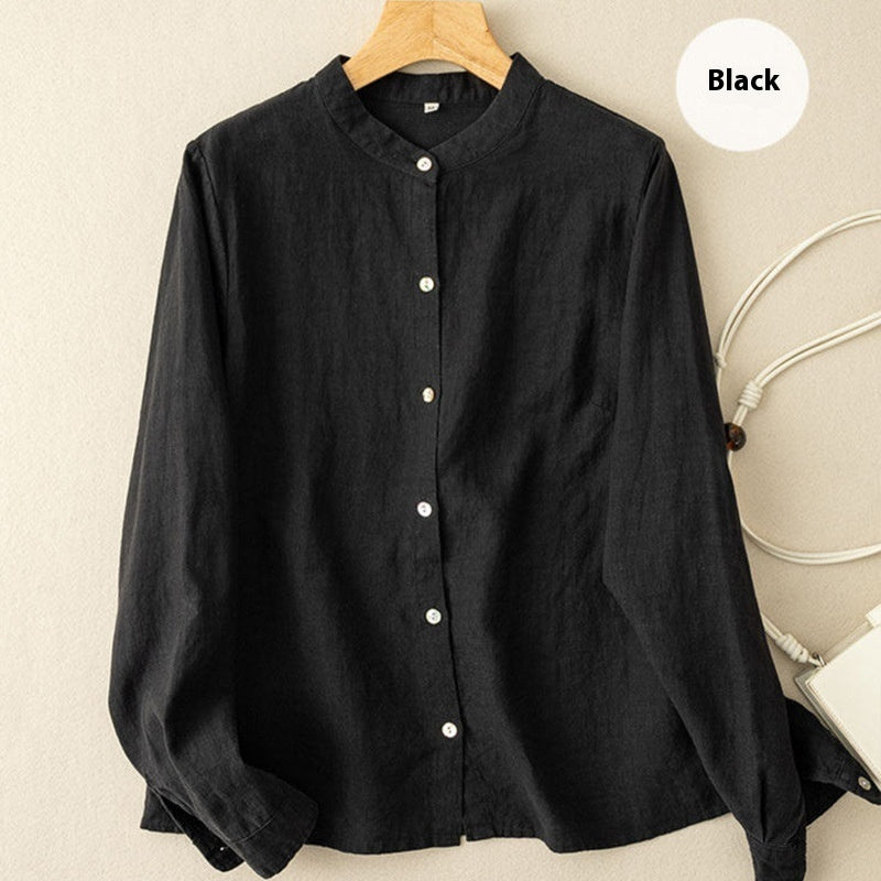 Retro Loose Cotton-linen Shirt Women